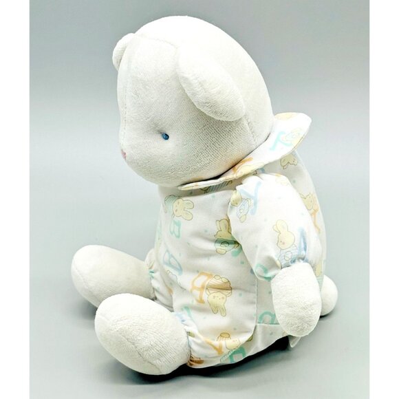 Carters Prestige Baby White Teddy Bear Plush Stuffed Animal ABC Rattle 10 inch - Picture 5 of 9